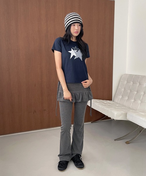 UNE MANSION(ユヌマンション)の「サイドリボンスカートレイヤード風パンツ(その他パンツ・レディース・グレー/ブラック・FREE)」の16枚目の写真