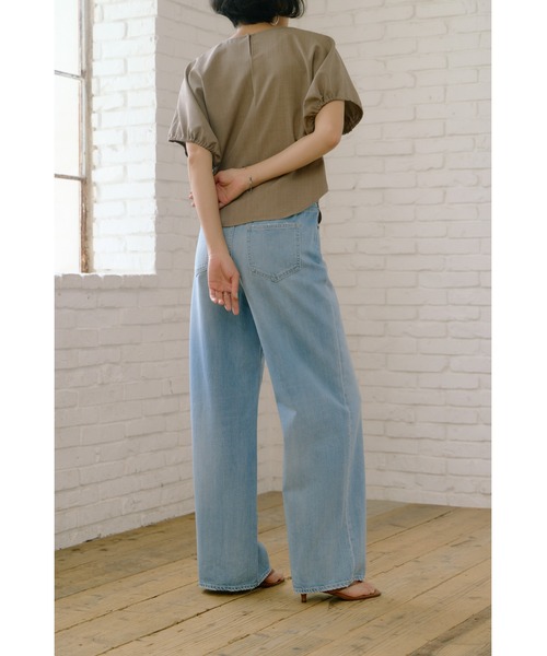 AZUL by moussy(アズールバイマウジー)の「【サイズ,身長別画像あり】AZUL DENIM リラックスワイドデニム(デニムパンツ・レディース・ブルー/ライトブルー・24inch/25inch/26inch/27inch)」の4枚目の写真