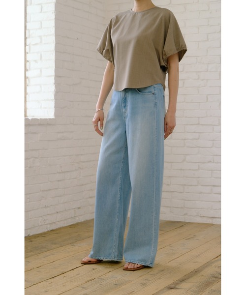 AZUL by moussy(アズールバイマウジー)の「【サイズ,身長別画像あり】AZUL DENIM リラックスワイドデニム(デニムパンツ・レディース・ブルー/ライトブルー・24inch/25inch/26inch/27inch)」の5枚目の写真