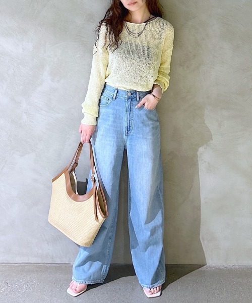 AZUL by moussy(アズールバイマウジー)の「【サイズ,身長別画像あり】AZUL DENIM リラックスワイドデニム(デニムパンツ・レディース・ブルー/ライトブルー・24inch/25inch/26inch/27inch)」の9枚目の写真