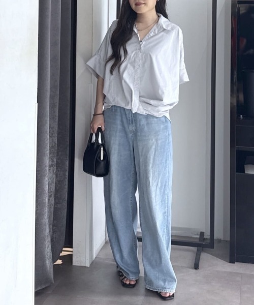 AZUL by moussy(アズールバイマウジー)の「【サイズ,身長別画像あり】AZUL DENIM リラックスワイドデニム(デニムパンツ・レディース・ブルー/ライトブルー・24inch/25inch/26inch/27inch)」の10枚目の写真