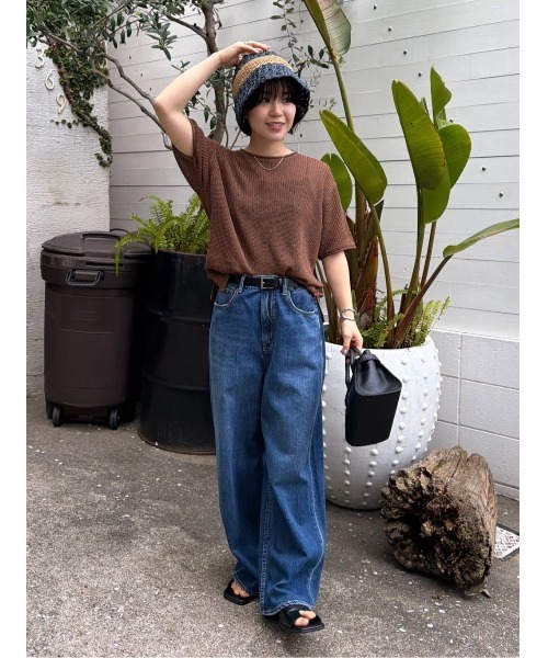AZUL by moussy(アズールバイマウジー)の「【サイズ,身長別画像あり】AZUL DENIM リラックスワイドデニム(デニムパンツ・レディース・ブルー/ライトブルー・24inch/25inch/26inch/27inch)」の12枚目の写真