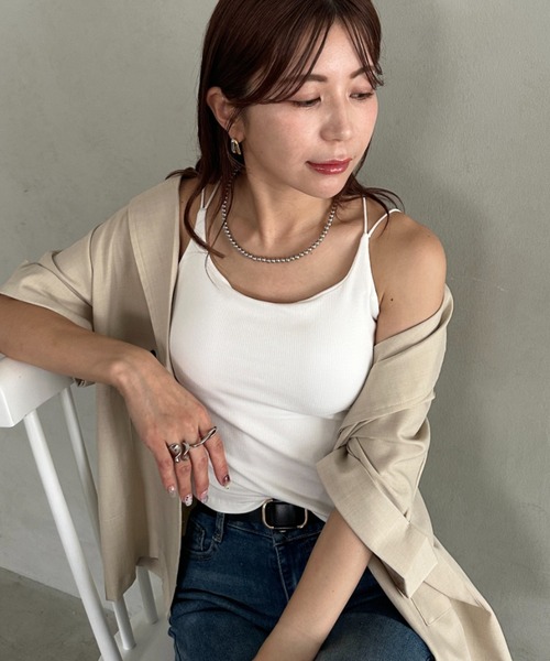 MYMOOD.(マイムード)の「カップ付きスパゲッティストラップキャミソール(キャミソール・レディース・ホワイト/グレー/ピンク/ブラック/アイボリー・FREE)」の8枚目の写真