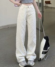ジャガードワイドストレートデニムパンツ