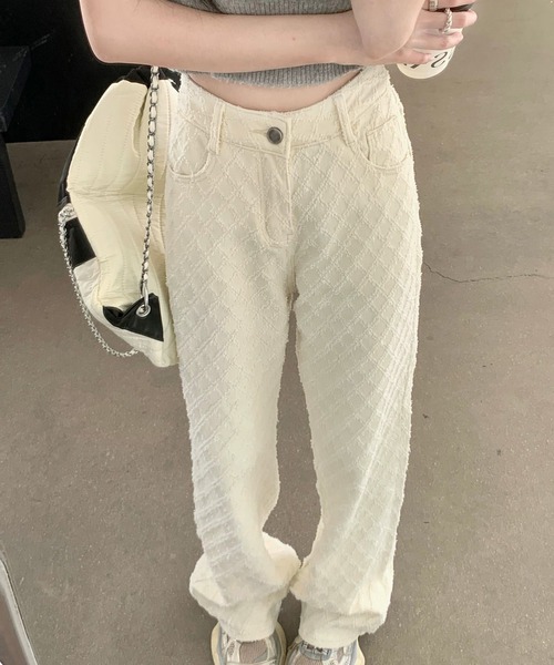 shyam inspiration(シャムインスピレーション)の「ジャガードワイドストレートデニムパンツ(デニムパンツ・レディース・ホワイト・L/M)」の10枚目の写真