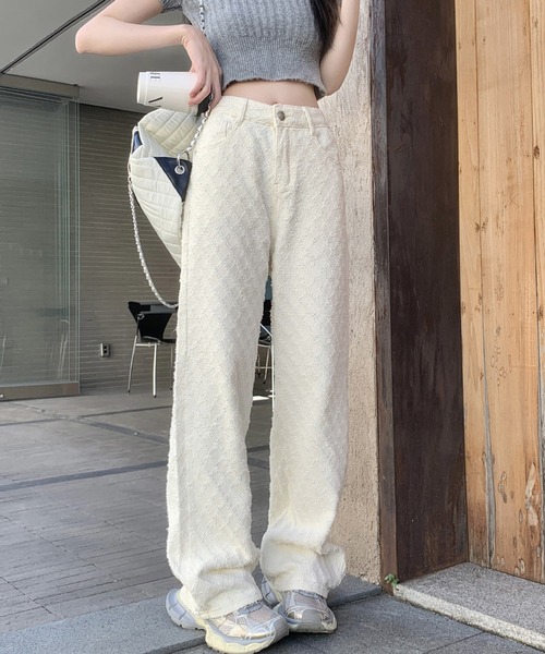 shyam inspiration(シャムインスピレーション)の「ジャガードワイドストレートデニムパンツ(デニムパンツ・レディース・ホワイト・L/M)」の21枚目の写真