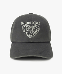 MAISON MINED（メゾンミネド）の「DOODLE HEART VINTAGE WASHED BALL CAP CHARCOAL（キャップ）」