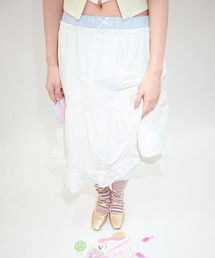 TIERED LACE MIDI SKIRT_WHITE