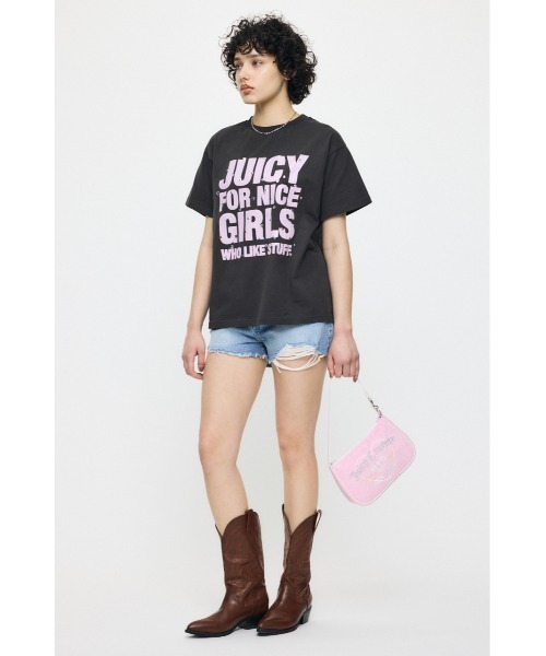 MOUSSY（マウジー）の「JC GIRLS SLOGAN Tシャツ（Tシャツ/カットソー・レディース・ライトピンク/ライトブラック/ホワイト・FREE）」の6枚目の写真
