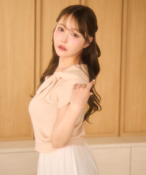 miune（ミューヌ）の「ドレープリボンニット（ニット/セーター・レディース・グレー/ピンク/ホワイト/クリーム・FREE）」の16枚目の写真