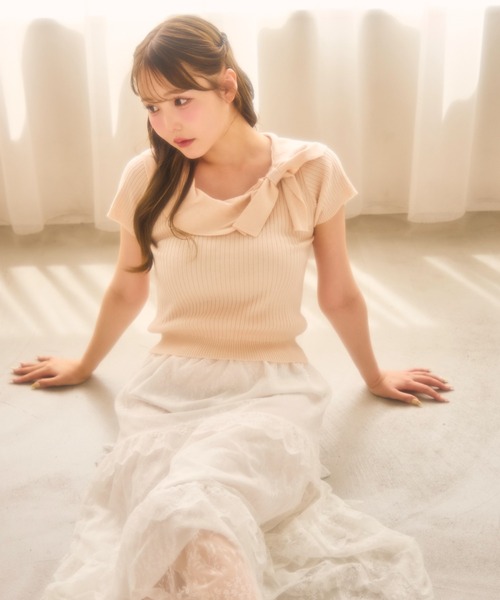 miune（ミューヌ）の「ドレープリボンニット（ニット/セーター・レディース・グレー/ピンク/ホワイト/クリーム・FREE）」の17枚目の写真