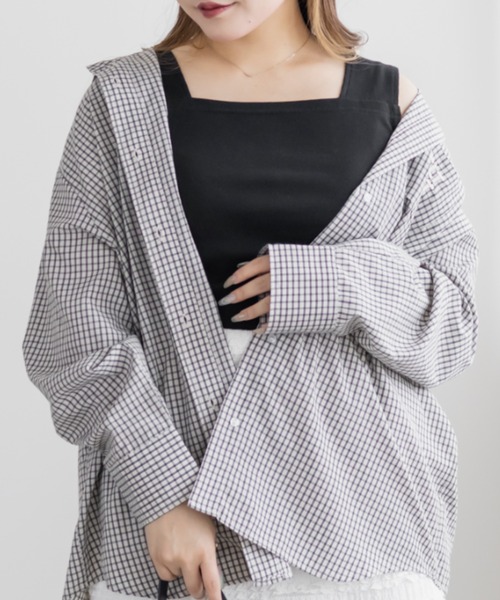 CLETTE(クレット)の「CLETTEオリジナルスクエアネックタンクトップ(タンクトップ・レディース・ブラック/オフホワイト・4L/3L/LL)」の1枚目の写真