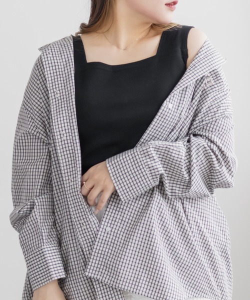 CLETTE(クレット)の「CLETTEオリジナルスクエアネックタンクトップ(タンクトップ・レディース・ブラック/オフホワイト・4L/3L/LL)」の4枚目の写真