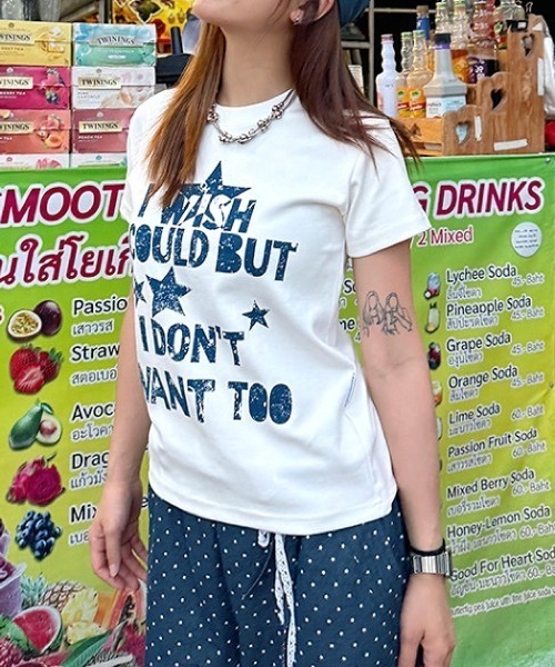 SHEENA(シーナ)の「グランジロゴコンパクトフィットTシャツ(Tシャツ/カットソー・レディース・ホワイト/ブラック・M)」の6枚目の写真
