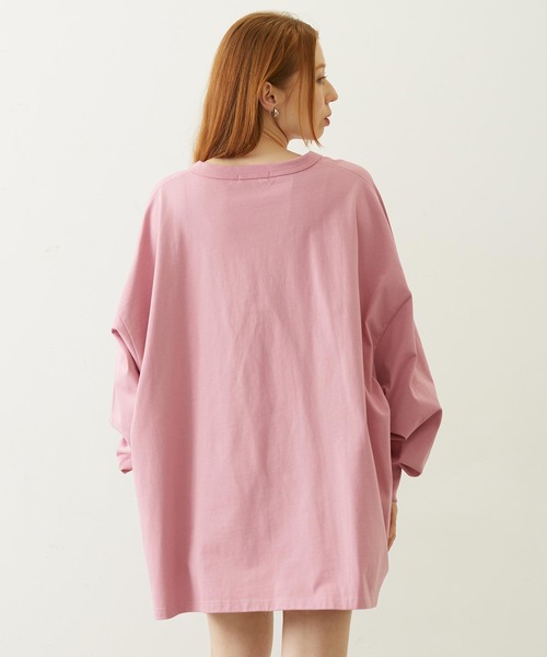 MILKFED.（ミルクフェド）の「HENLEY NECK BIG L/S TOP（Tシャツ/カットソー・レディース・ブラック/ピンク/オートミール・ONE SIZE）」の5枚目の写真