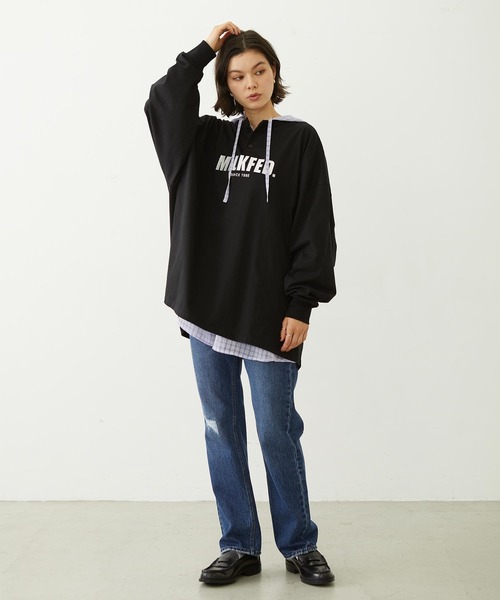 MILKFED.（ミルクフェド）の「HENLEY NECK BIG L/S TOP（Tシャツ/カットソー・レディース・ブラック/ピンク/オートミール・ONE SIZE）」の13枚目の写真