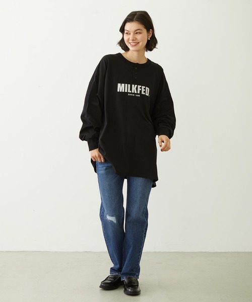 MILKFED.（ミルクフェド）の「HENLEY NECK BIG L/S TOP（Tシャツ/カットソー・レディース・ブラック/ピンク/オートミール・ONE SIZE）」の19枚目の写真