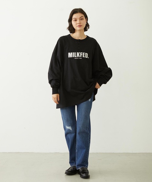 MILKFED.（ミルクフェド）の「HENLEY NECK BIG L/S TOP（Tシャツ/カットソー・レディース・ブラック/ピンク/オートミール・ONE SIZE）」の20枚目の写真
