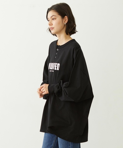 MILKFED.（ミルクフェド）の「HENLEY NECK BIG L/S TOP（Tシャツ/カットソー・レディース・ブラック/ピンク/オートミール・ONE SIZE）」の17枚目の写真