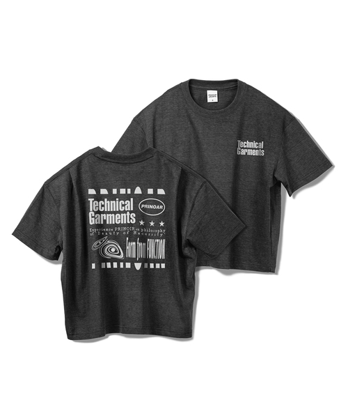 PRINOAR(プリノア)の「テクニカルセミクロップ半袖Tシャツ - チャコール(Tシャツ/カットソー・レディース・チャコール・SMALL/MEDIUM/LARGE)」の1枚目の写真