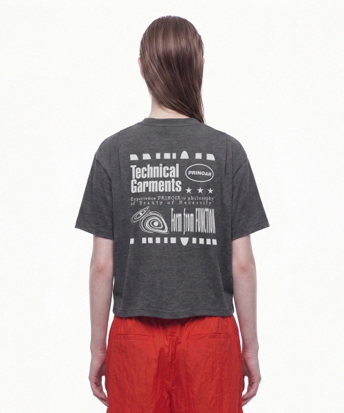 PRINOAR(プリノア)の「テクニカルセミクロップ半袖Tシャツ - チャコール(Tシャツ/カットソー・レディース・チャコール・SMALL/MEDIUM/LARGE)」の4枚目の写真
