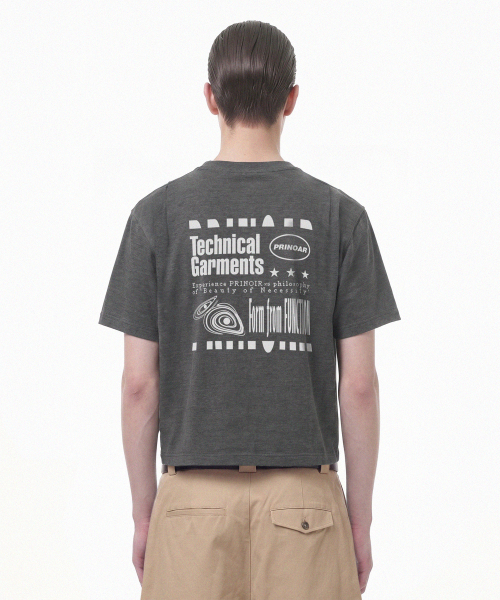 PRINOAR(プリノア)の「テクニカルセミクロップ半袖Tシャツ - チャコール(Tシャツ/カットソー・レディース・チャコール・SMALL/MEDIUM/LARGE)」の7枚目の写真