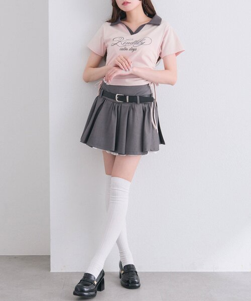OLIVE des OLIVE（オリーブデオリーブ）の「ベルト付きタックフレアスカート（スカート・レディース・チャコールグレー/ブラック/ブラウン・FREE）」の6枚目の写真