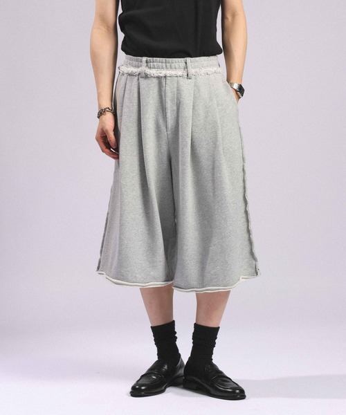 RAGEBLUE（レイジブルー）の「Double Tuck Sweat Cut Off Half Pants/2タック/スウェットカットオフハーフパンツ（スウェットパンツ・メンズ・ブラック/ライトグレー・FREE）」の7枚目の写真