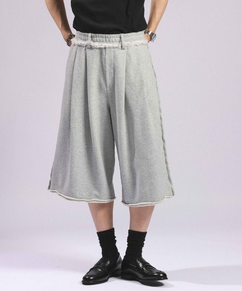 RAGEBLUE（レイジブルー）の「Double Tuck Sweat Cut Off Half Pants/2タック/スウェットカットオフハーフパンツ（スウェットパンツ・メンズ・ブラック/ライトグレー・FREE）」の8枚目の写真