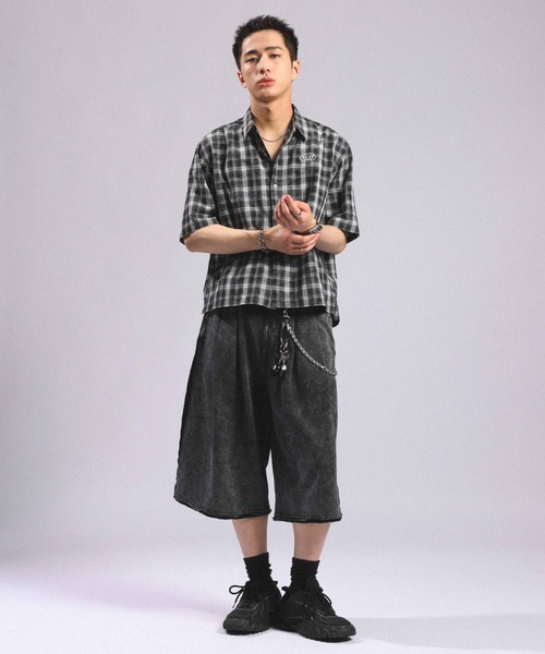 RAGEBLUE（レイジブルー）の「Double Tuck Sweat Cut Off Half Pants/2タック/スウェットカットオフハーフパンツ（スウェットパンツ・メンズ・ブラック/ライトグレー・FREE）」の12枚目の写真