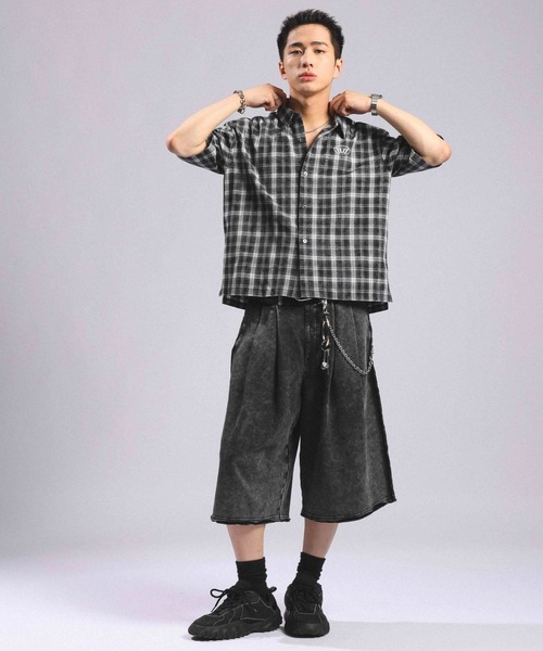 RAGEBLUE（レイジブルー）の「Double Tuck Sweat Cut Off Half Pants/2タック/スウェットカットオフハーフパンツ（スウェットパンツ・メンズ・ブラック/ライトグレー・FREE）」の13枚目の写真