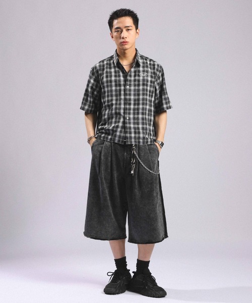 RAGEBLUE（レイジブルー）の「Double Tuck Sweat Cut Off Half Pants/2タック/スウェットカットオフハーフパンツ（スウェットパンツ・メンズ・ブラック/ライトグレー・FREE）」の14枚目の写真