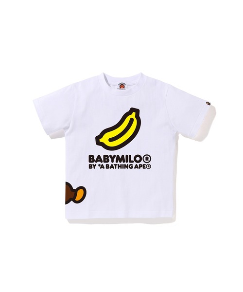A BATHING APE(アベイシングエイプ)の「SLEEPING BABY MILO BANANA TEE(Tシャツ/カットソー・キッズ・ホワイト/ブラック/ピンク・120/100/90/140/130/110)」の2枚目の写真
