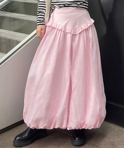 BLOOMING CHARM(ブルーミングチャーム)の「Waist Frill Balloon Skirt(スカート・レディース・ホワイト系その他/ブラック/ピンク/ブラウン系その他・FREE)」の4枚目の写真