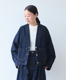 yuni | Cotton 11oz denim no collar cocoon blouson(デニムジャケット)