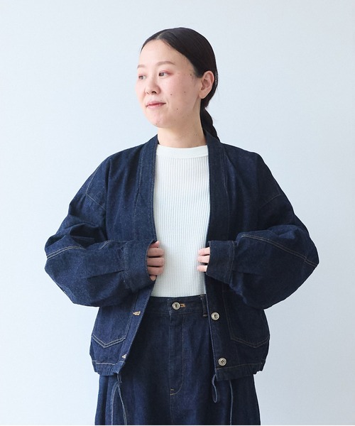 yuni（ユニ　）の「Cotton 11oz denim no collar cocoon blouson（デニムジャケット・レディース・ネイビー・FREE）」の17枚目の写真