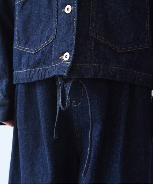 yuni（ユニ　）の「Cotton 11oz denim no collar cocoon blouson（デニムジャケット・レディース・ネイビー・FREE）」の10枚目の写真