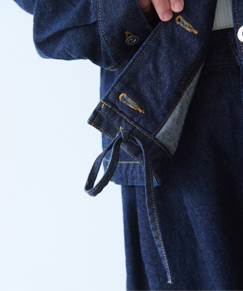 yuni（ユニ　）の「Cotton 11oz denim no collar cocoon blouson（デニムジャケット・レディース・ネイビー・FREE）」の11枚目の写真