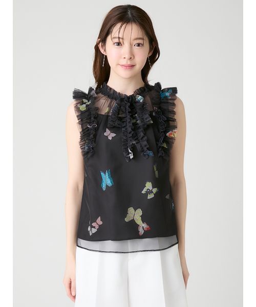 CELFORD(セルフォード)の「【洗える】【HANAE MORI×CELFORDコラボ】バタフライレイヤードプリントブラウス(シャツ/ブラウス・レディース・オフホワイト/サックスブルー/ブラック・F)」の5枚目の写真