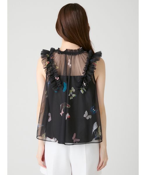 CELFORD(セルフォード)の「【洗える】【HANAE MORI×CELFORDコラボ】バタフライレイヤードプリントブラウス(シャツ/ブラウス・レディース・オフホワイト/サックスブルー/ブラック・F)」の6枚目の写真