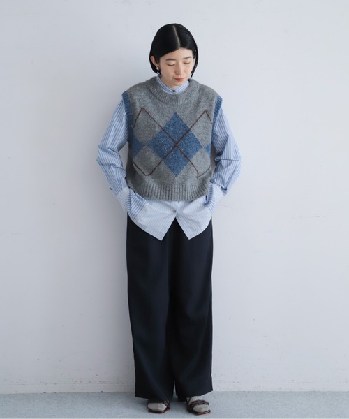 NOMBRE IMPAIR（ノンブルアンペール）の「ビッグアーガイル　カラーコンビベスト（ベスト・レディース・ブラウン/グレー・FREE）」の4枚目の写真