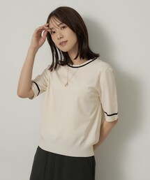 【アンサンブル可/きれいめ/通勤】コンパクト5分袖ニット