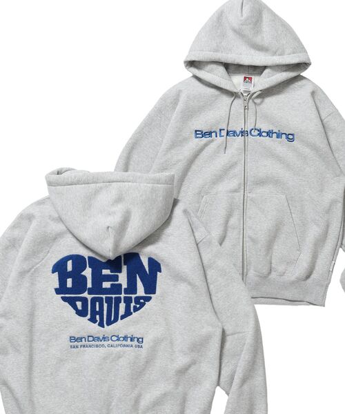 BEN DAVIS(ベンデイビス)の「【BEN DAVIS(ベンデイビス)】HEART CHENILLE ZIP HOODIE / ジップフーディ サガラ刺繍 ハートロゴ 裏起毛 フロント刺繍 カラフル ユニセックス(パーカー・メンズ・グレー/ブラック/ピンク/ネイビー・MEDIUM/X-LARGE/LARGE)」の3枚目の写真