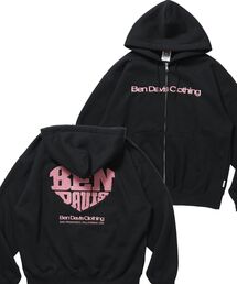 【BEN DAVIS(ベンデイビス)】HEART CHENILLE ZIP HOODIE / ジップフーディ サガラ刺繍 ハートロゴ 裏起毛 フロント刺繍 カラフル ユニセックス