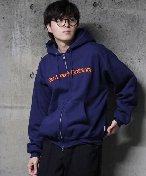 BEN DAVIS(ベンデイビス)の「【BEN DAVIS(ベンデイビス)】HEART CHENILLE ZIP HOODIE / ジップフーディ サガラ刺繍 ハートロゴ 裏起毛 フロント刺繍 カラフル ユニセックス(パーカー・メンズ・グレー/ブラック/ピンク/ネイビー・MEDIUM/X-LARGE/LARGE)」の7枚目の写真
