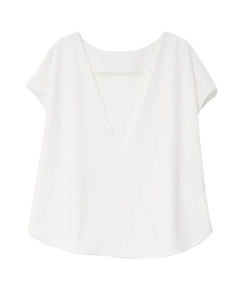 KOBE LETTUCE（コウベレタス）の「[ 田中亜希子さんコラボ ] ジャージー深Vネックフレンチトップス（Tシャツ/カットソー・レディース・ブラック/オフホワイト/グレー系/ベージュ系・M-Short/M-Long）」の12枚目の写真
