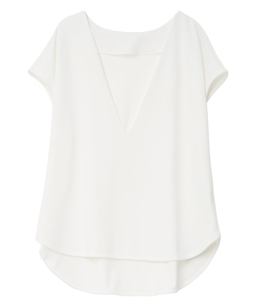 KOBE LETTUCE（コウベレタス）の「[ 田中亜希子さんコラボ ] ジャージー深Vネックフレンチトップス（Tシャツ/カットソー・レディース・ブラック/オフホワイト/グレー系/ベージュ系・M-Short/M-Long）」の10枚目の写真