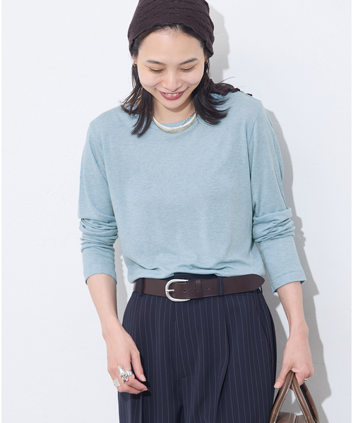 JOURNAL STANDARD（ジャーナルスタンダード）の「《追加》ウールMIX シアーロングT（Tシャツ/カットソー・レディース・ブラック系その他/チャコールグレー/ホワイト/ブルー・FREE）」の4枚目の写真