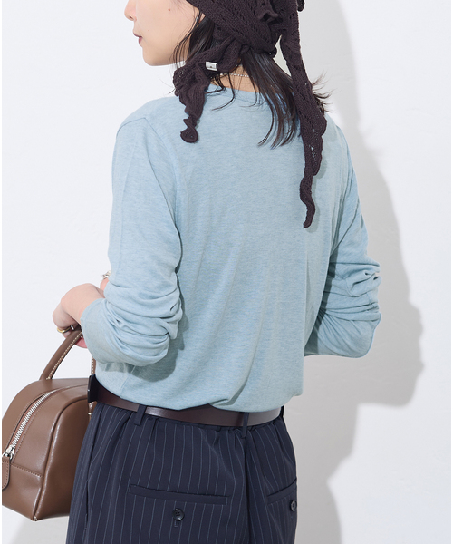 JOURNAL STANDARD（ジャーナルスタンダード）の「《追加》ウールMIX シアーロングT（Tシャツ/カットソー・レディース・ブラック系その他/チャコールグレー/ホワイト/ブルー・FREE）」の21枚目の写真