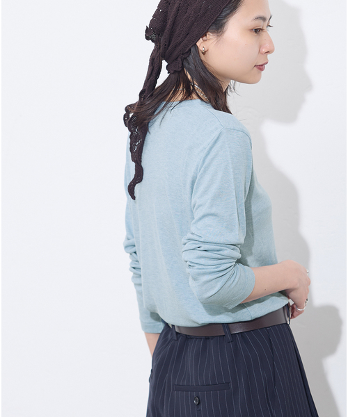 JOURNAL STANDARD（ジャーナルスタンダード）の「《追加》ウールMIX シアーロングT（Tシャツ/カットソー・レディース・ブラック系その他/チャコールグレー/ホワイト/ブルー・FREE）」の20枚目の写真